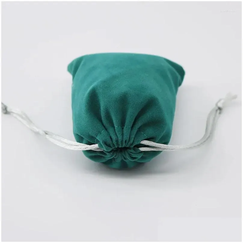 Jewelry Pouches 13 18cm 5pcs/lot Dark Turquoise Velvet Drawstring Dust Packaging Pouch Bag For Small Business Custom Logo