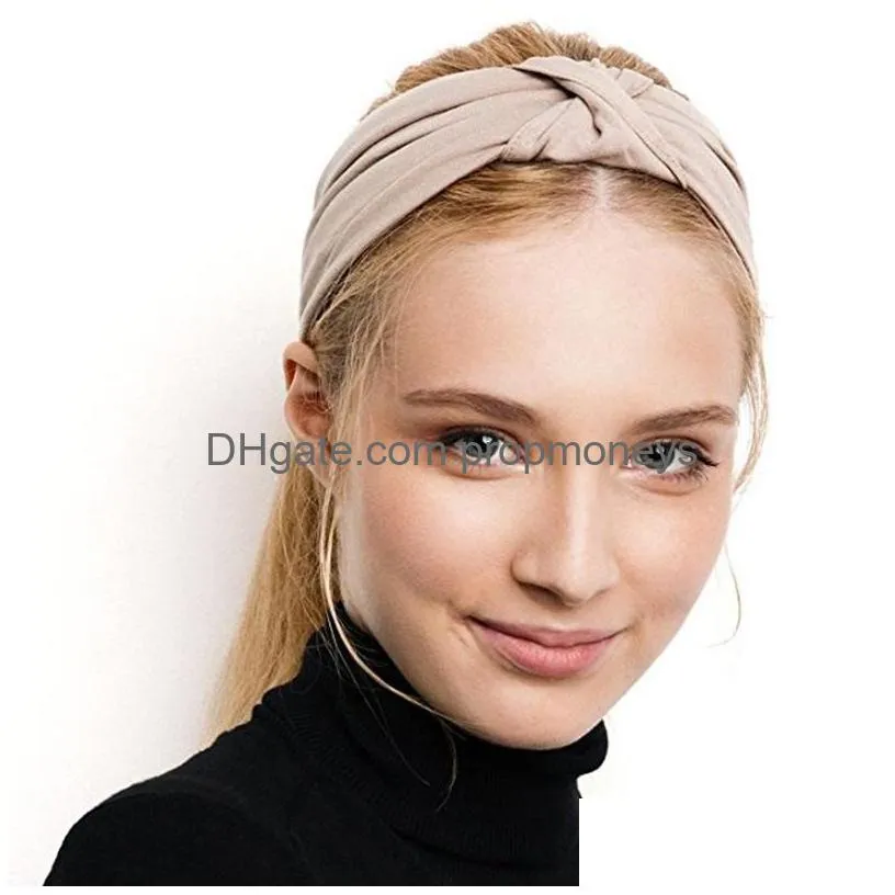 women knotted cross stretch wide headband sports yoga headwrap hairband turban head band ladies hair accessories 600pcs