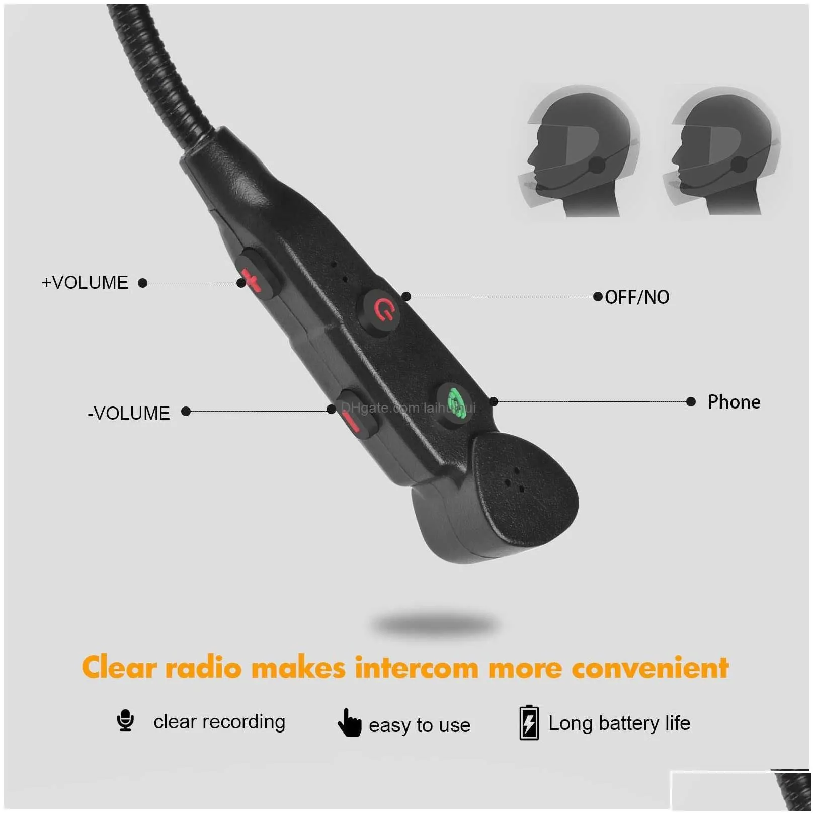 Other Auto Electronics Car Motorcycle Bluetooth Helmet Intercom Headset Wireless Waterproof Hands- Call Stereo Music Earphone Walkie