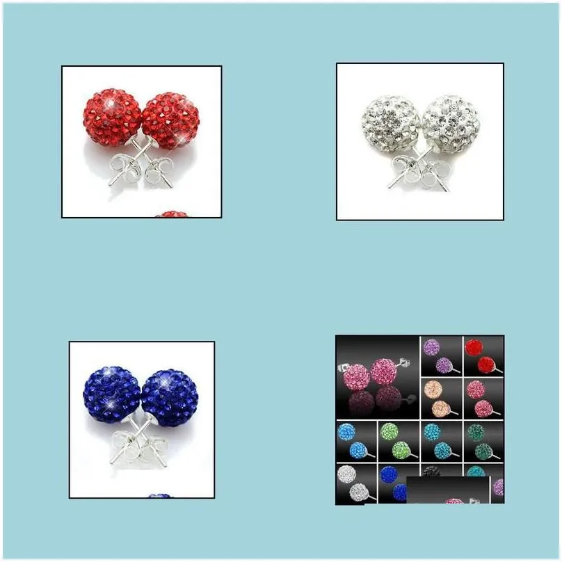 Stud Earrings Jewelry 30 Pairslot 10Mm Rhinestone Mix Colors White Disco Ball Beads Clay Crystal Drop Delivery 2021 Pecgh9829748 Earr Otqbd