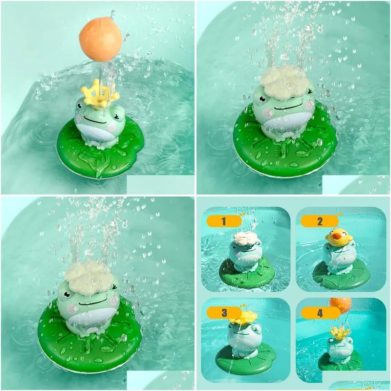 Bath Toys baby bath toy electric spray water floating rotating frog spray shower game children gifts swimming bath 230505