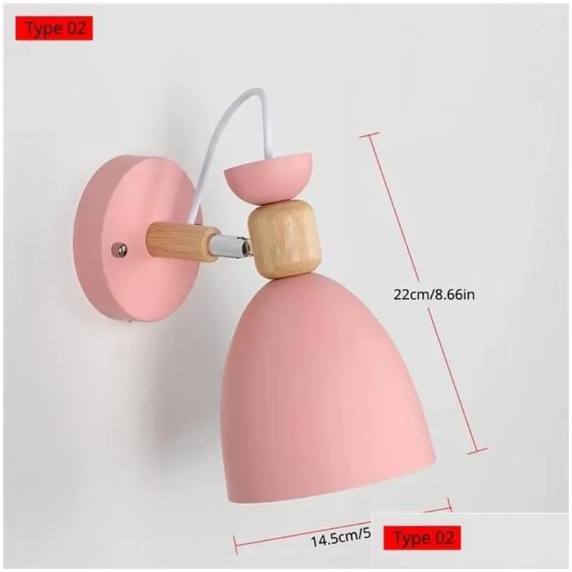 Wall Lamp Modern Bedroom Beside Lighting Decoration El Room Indoor Macaroon Colors E27 Holder Without Bulb