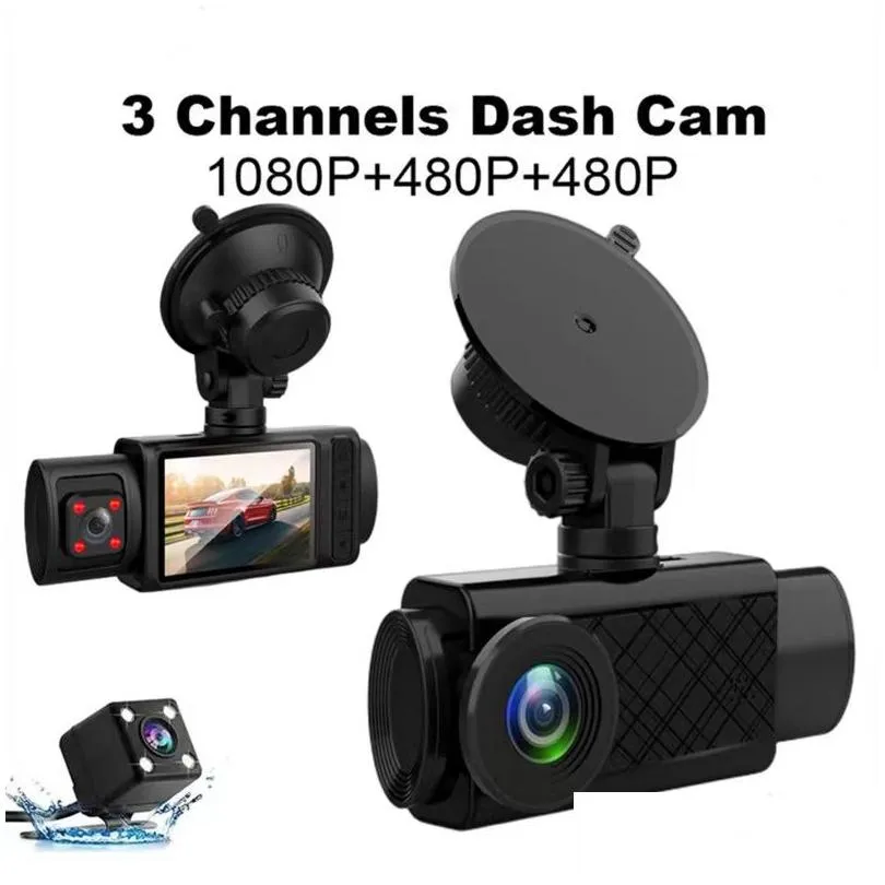 DVRs 2 Inch HD 1080P 3 Lens S11 Car DVR Video Recorder Dash Cam Rear Camera 130 Degree Wide Angle Ultra Resolution Front with Interior