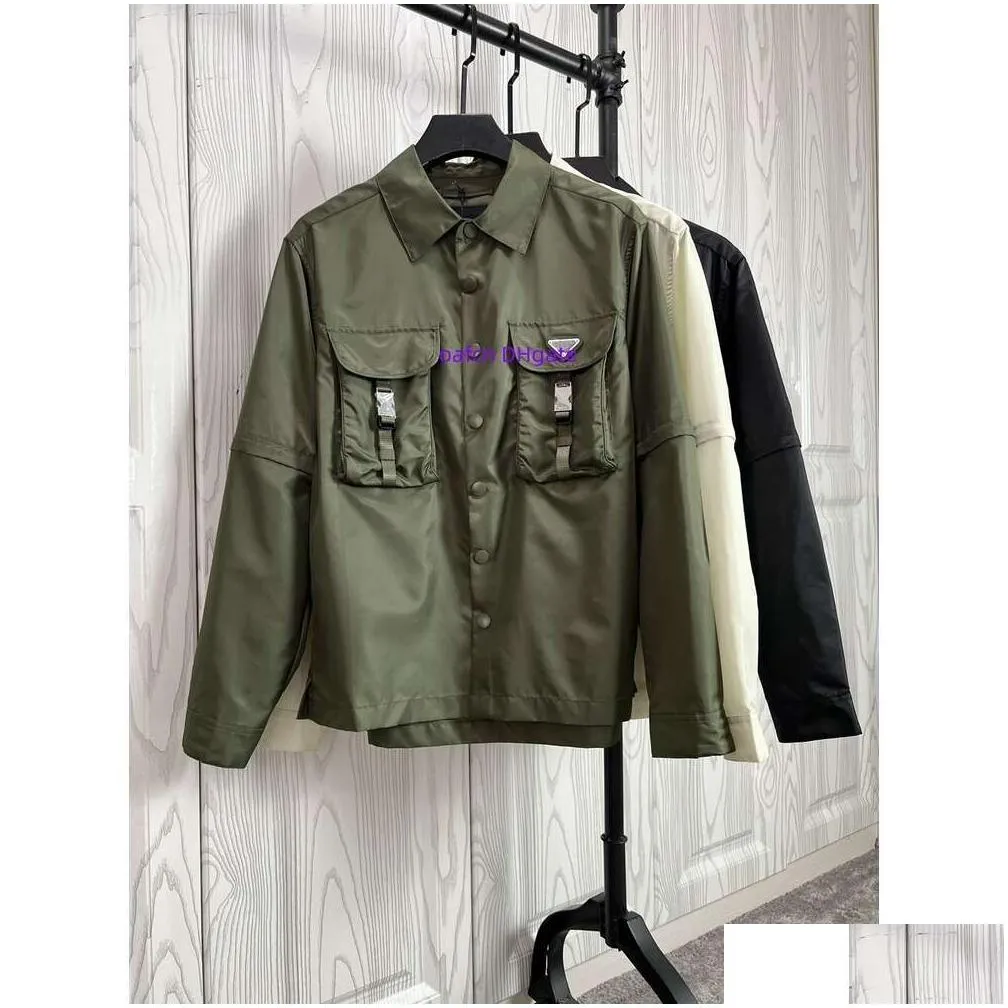 24ss designer men`s jacket, spring and autumn windproof T-shirt, fashionable hooded sports windbreaker, casual zippered jacket, polyester fiber sleeve detachable