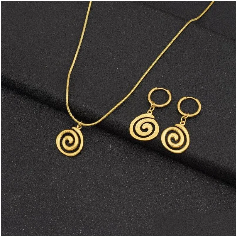 snake chain vortex spiral pendant necklace waterproof tarnish free 18k gold plated jewelry 316l stainless steel accessories