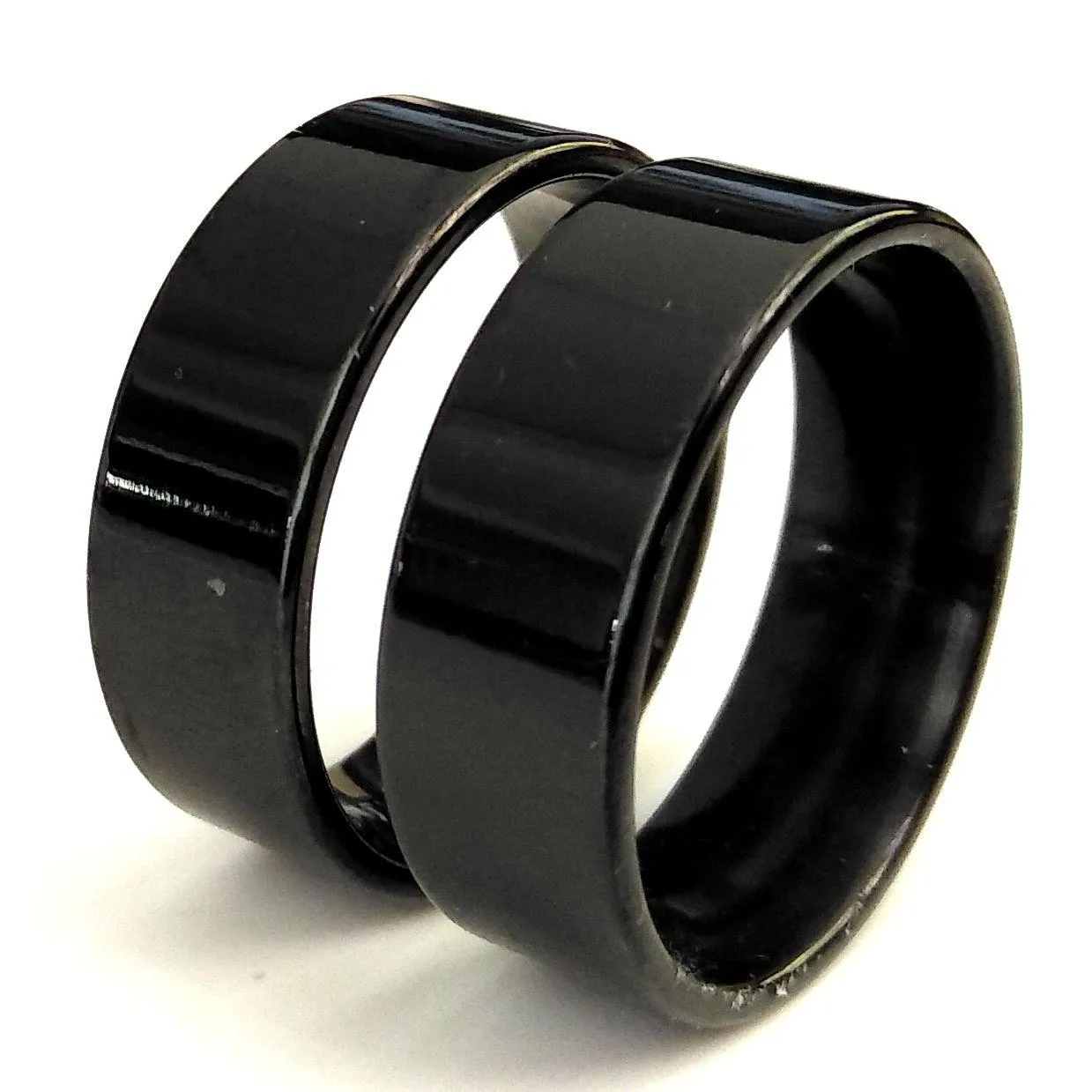 50pcs black comfort-fit 8mm band ring man women classic simple finger ring 316l stainless steel jewelry sizes assorted brand new