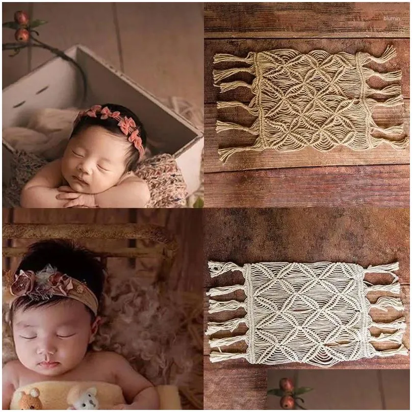 Blankets Rope Mattress Blanket For Born Cotton Handmade Woven Tassel Mat Bohemia Baby Po Pography Props