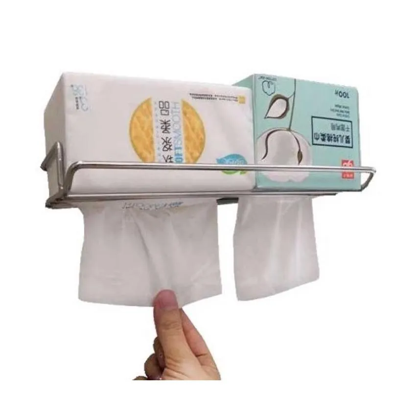 Paper Towel Holders Stainless Steel Punching Storage Rack Kitchen Tissue Toilet Hanging Drop Delivery Home Garden Housekee Organizati Otid1