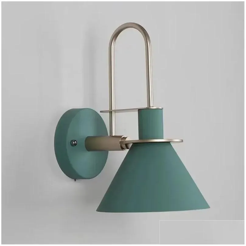 Wall Lamp Modern Bedroom Beside Lighting Decoration El Room Indoor Macaroon Colors E27 Holder Without Bulb