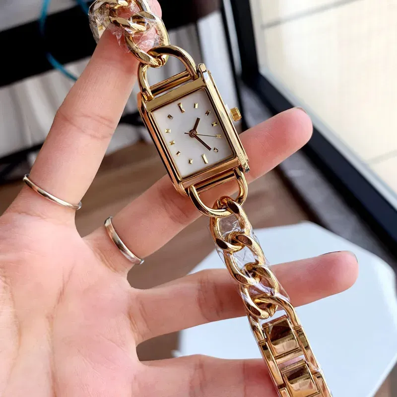 luxury lady watch Top brand designer 24mm rectangle dial women watches Stainless Steel band fashion wristwatches for womens Mother`s Valentine`s Day Christmas gift