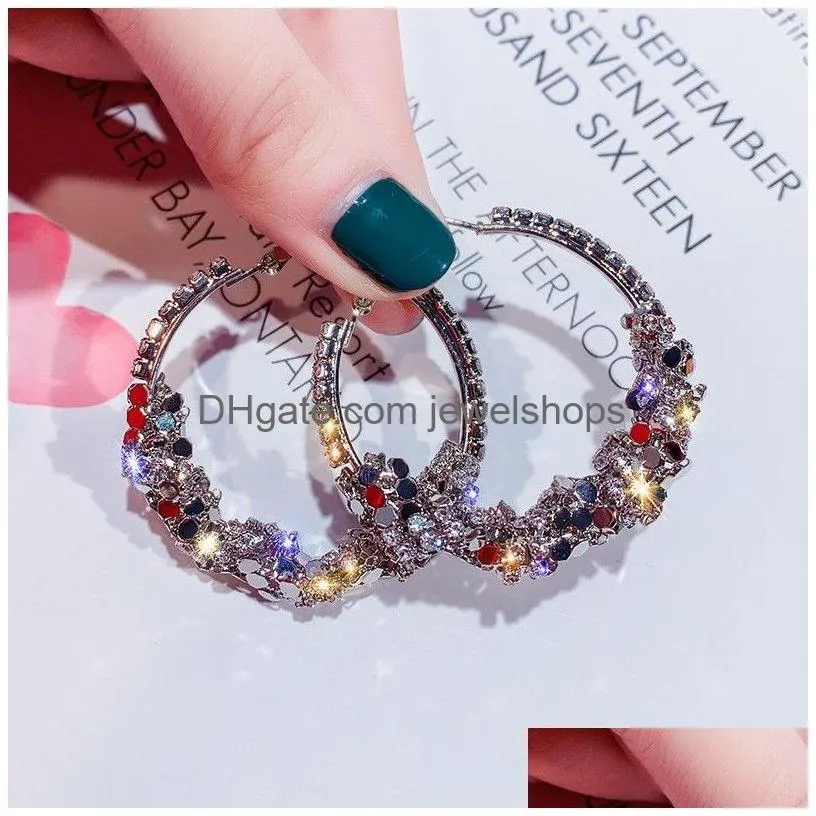 round geometric hoop earrings for women bohemia gold sequin statement earring fashion jewelry party gift