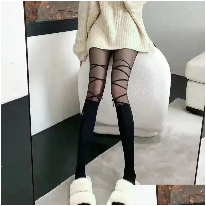 Women Socks JK Costumes Sexy Thigh High Fishnet Stockings Lolita Girls Gothic Punk Transparent Over Knee Red Wide Edge Long