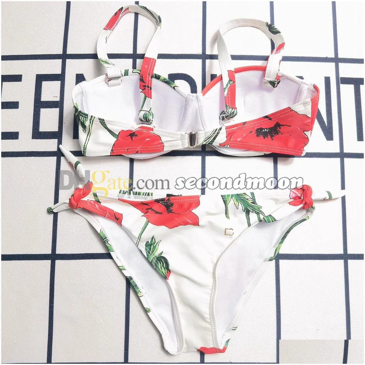 Floral Print Bikini Set Women Designer Swimwear with Padded Sexy Split Bathing Suit