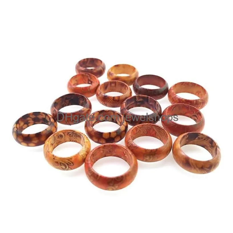 25pcs mix styles handmade craft mens womens fashion natural wood band party jewelry rings gifts