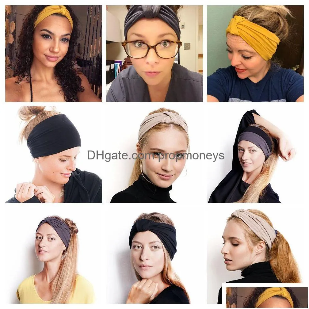 women knotted cross stretch wide headband sports yoga headwrap hairband turban head band ladies hair accessories 600pcs