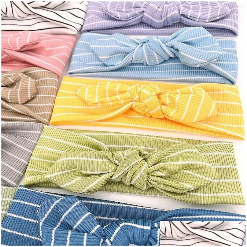 Hair Accessories Baby Headwear Born Toddler Infant Boys Girls Headbands Stretch Ribbed Striped Bowknot Hairband