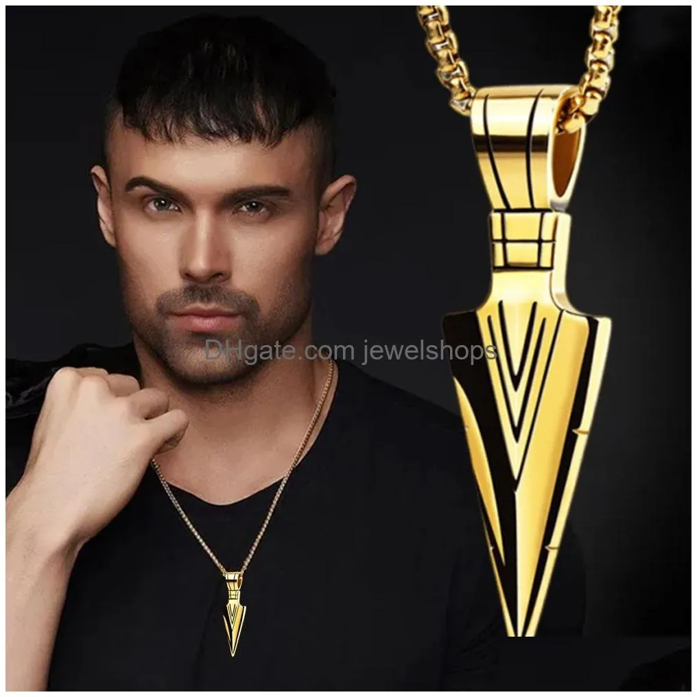 hip hop vintage men arrow necklace delicate triangle spearhead arrowhead pendant necklace for men punk hip hop gift jewelry