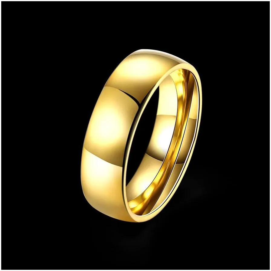 50pcs gold mix 6mm band and one row rhinestone crystal stainless steel cz rings wholesale men women fashion jewelry lots good for