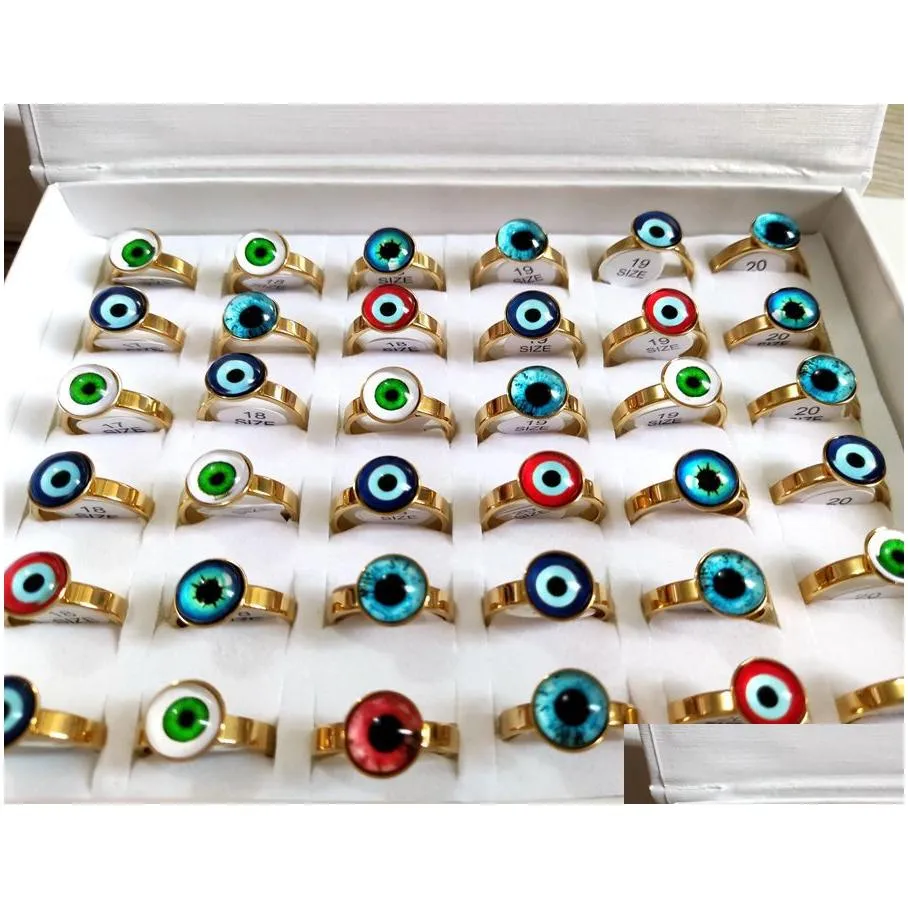 20pcs/lot women`s men`s punk gothic evil`s eye ring cool design gold stainless steel style mix eyeball demon eyed lucky jewelry party