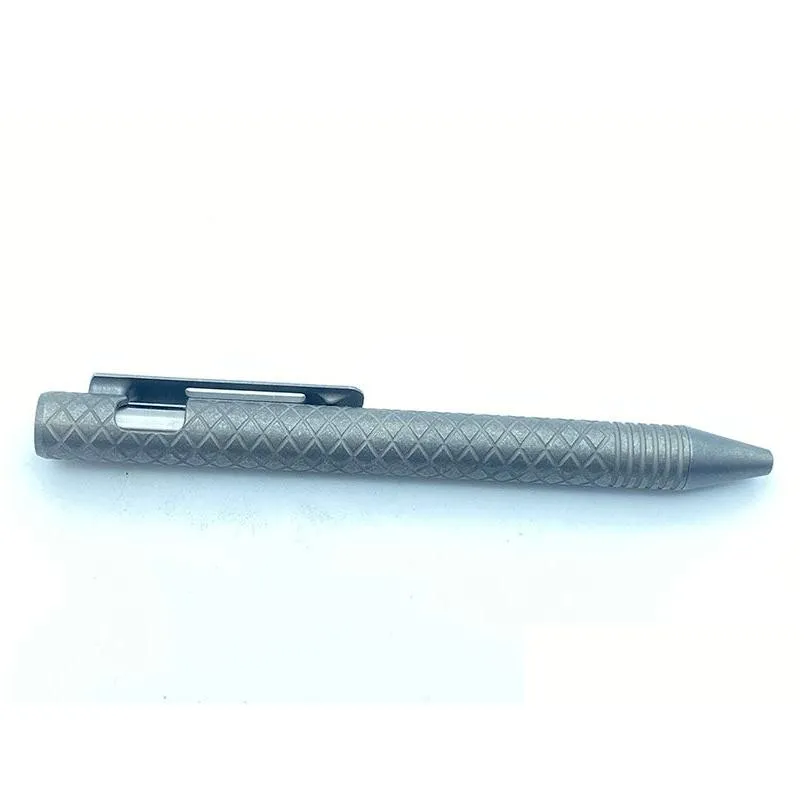 TwoSun TS-Pen37-StoneWash Checkered Tactical Titanium Push Button Mechanism Pen