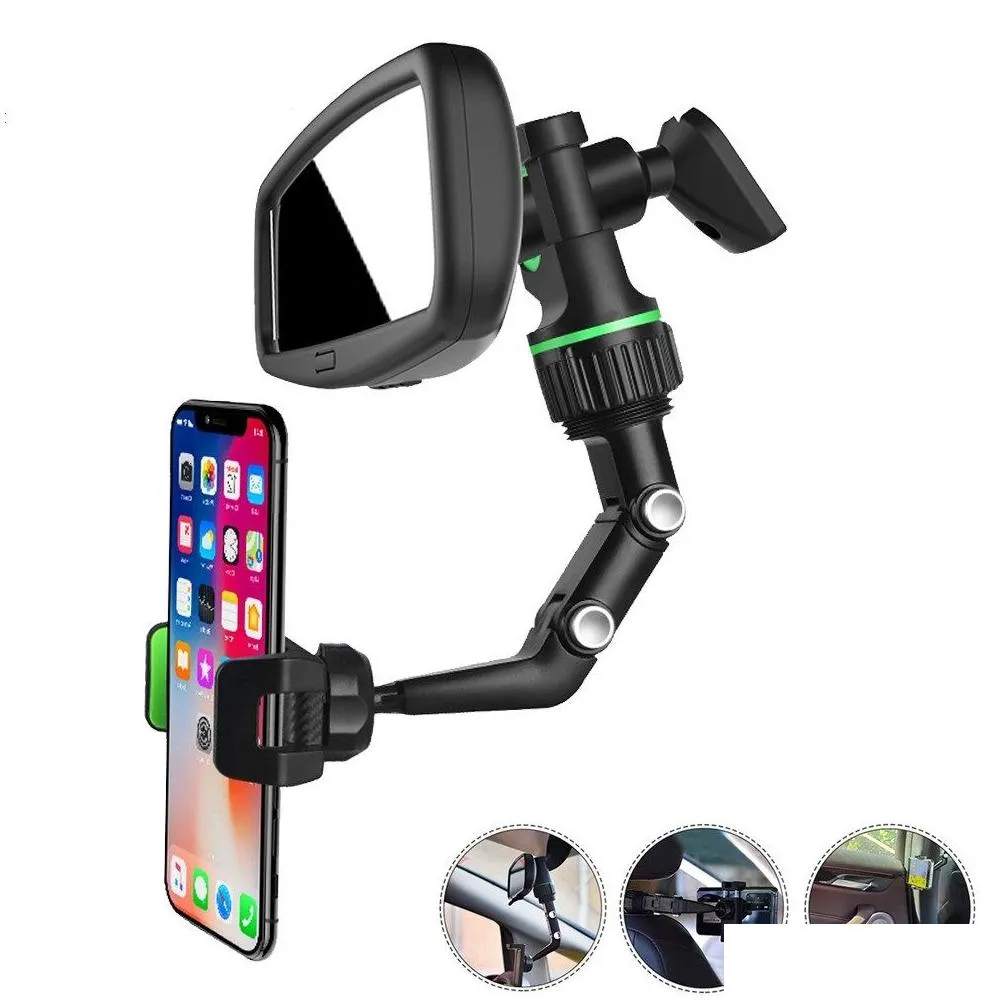 Car Phone Holder Universal Adjustable 360-degree Rotation Clip Rearview Mirror First-person View Video Shooting Driving
