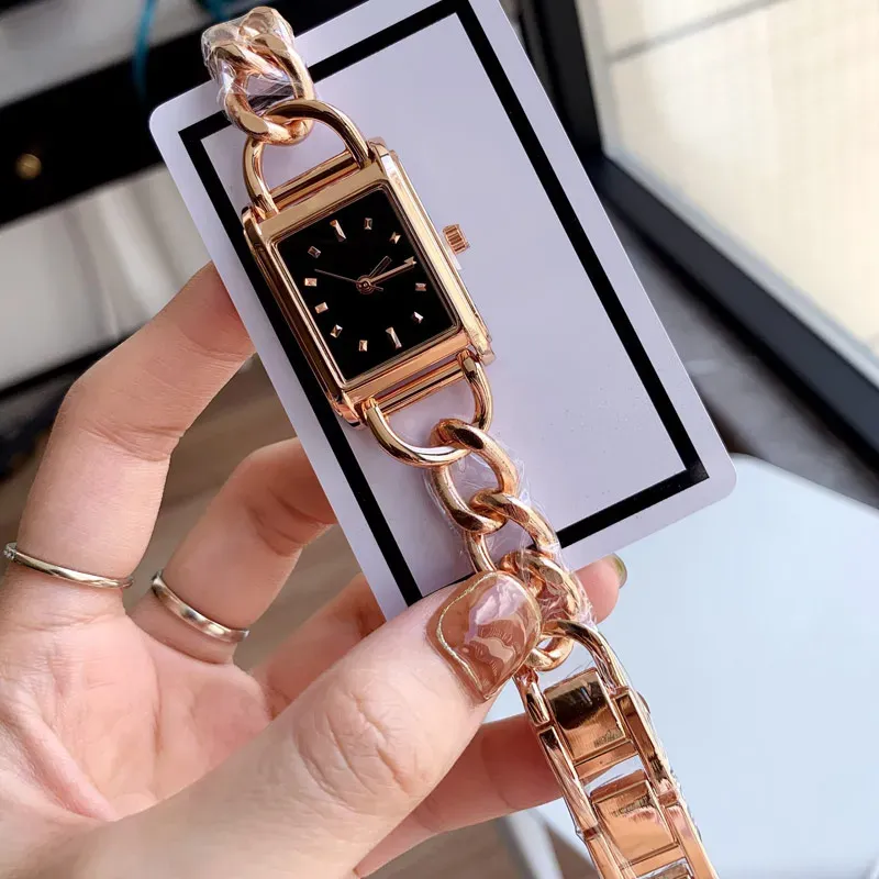 luxury lady watch Top brand designer 24mm rectangle dial women watches Stainless Steel band fashion wristwatches for womens Mother`s Valentine`s Day Christmas gift