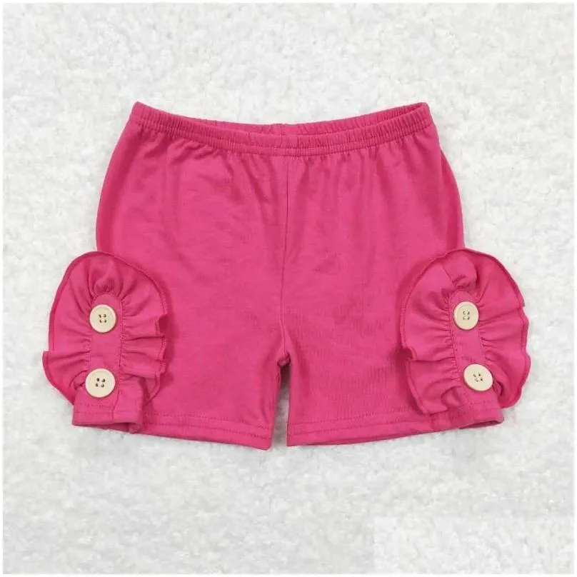 Shorts Wholesale Western Boutique Clothing Kids For Baby Girls Clothes Rose Button-up Lace