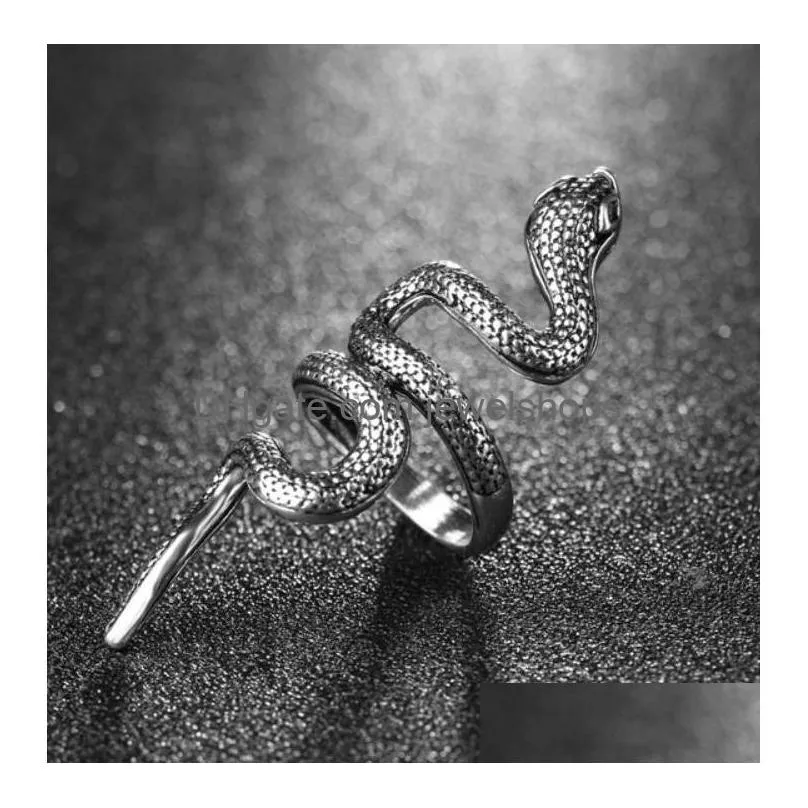 bhemia gothic personality punk ring jewelry nightclub cool snake index finger hiphop men`s fashion accessories gift