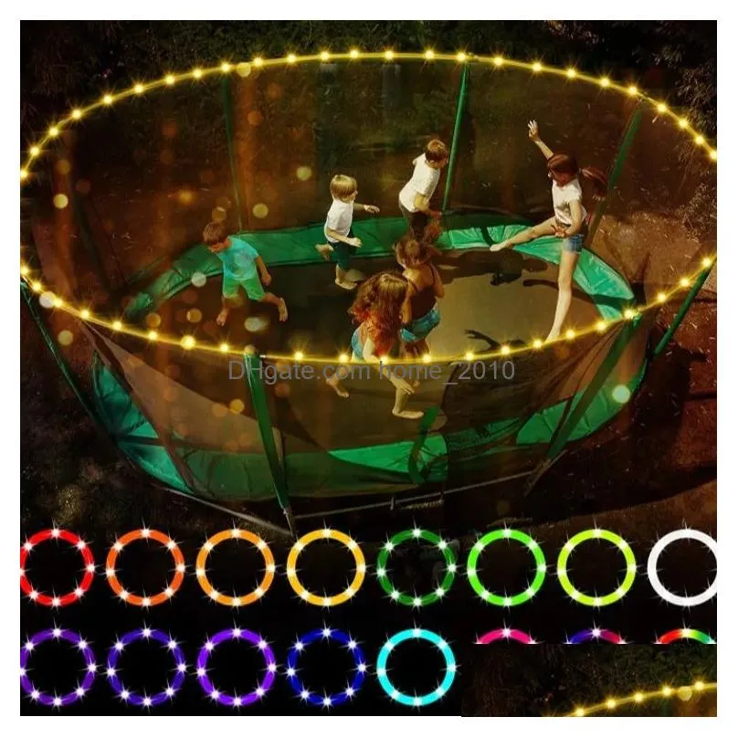 party favor rgb16 color 12m 100lamps led trampoline light led light waterproof battery box outdoor childrens trampoline atmosphere light game