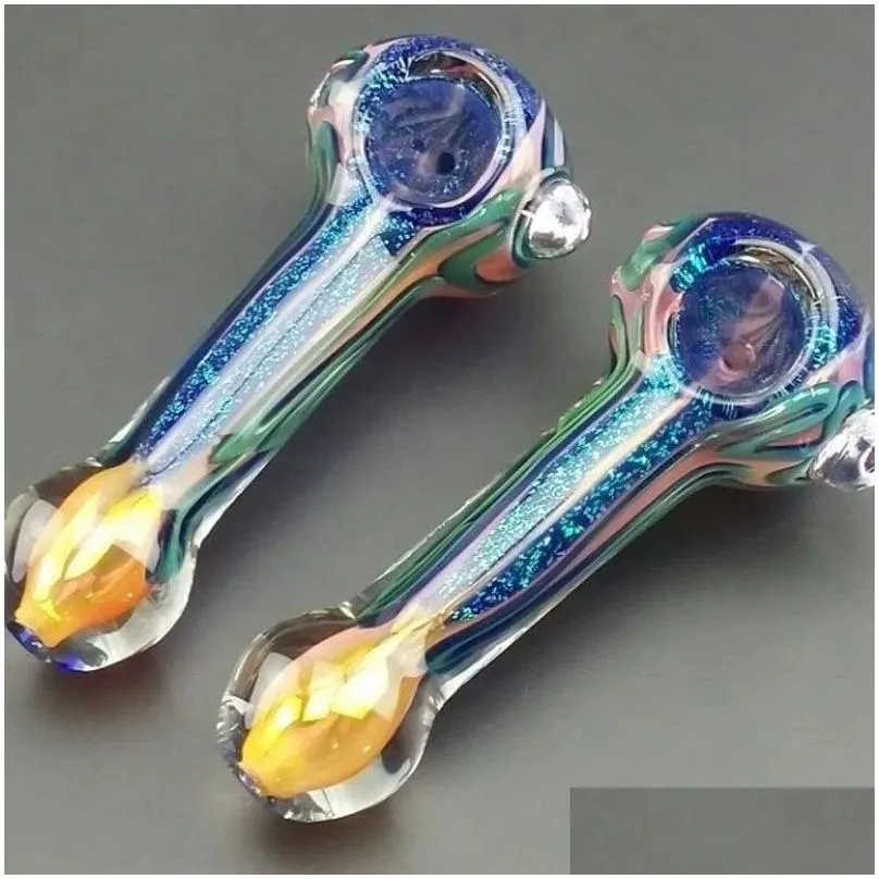 glass smoking pipe fluorescent tobacco pipe tobacco Hand Pipes pyrex colorful spoon glass water pipe Smoking Accessories