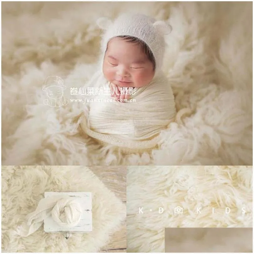 Keepsakes born Pography Props Big Size Flokati 150x120cm HandKnitted Pure Greek Wool Blanket Baby Po Boy Girl Background Mat 230701