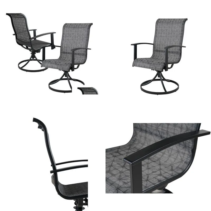 All-iron Detachable Swivel Dining Chair, Coffee Grey, 2 PCS