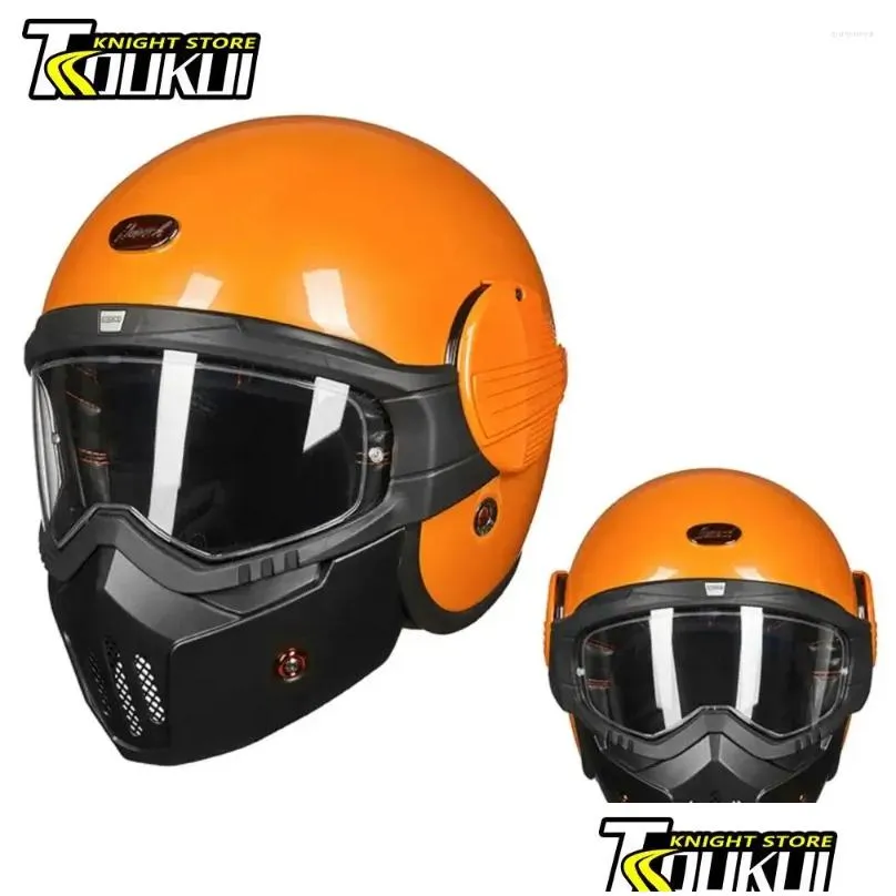 Motorcycle Helmets Modular Helmet Retro Scooter Flip Up Open Full Face Casco Vintage Capacete Cycling DOT Approved