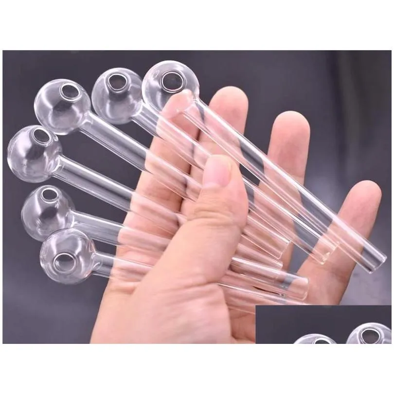 Great Pyrex Thick Glass Oil Burner pipe Clear Glass Oil Burner Glass Tube Oil Burning Pipe hand somking water pipes 10cm 12cm