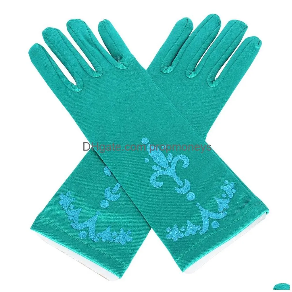 2021 new 9 colors snow queen gloves cosplay costume kids full finger gloves for halloween christmas party children anime gloves
