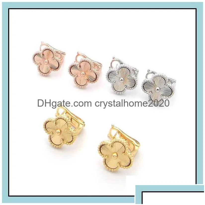 Clip-On Screw Back Luxury Designer Earrings Fourleaf Clover Cleef Womens Fashion 18K Gold Earring Jewelry Drop Delivery Dbm Dhhko