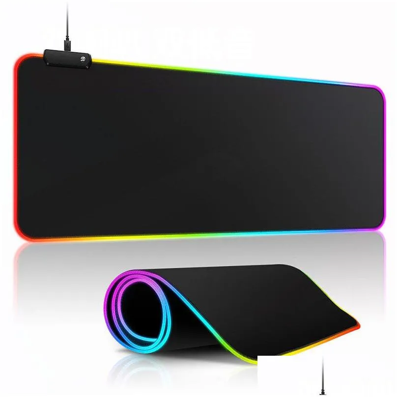 Rests Mouse Pads Wrist Rests RGB Gaming Mouse Pad Computer Gamer Mousepad With Light Large Rubber Noslip Mat Big Pads PC Laptop