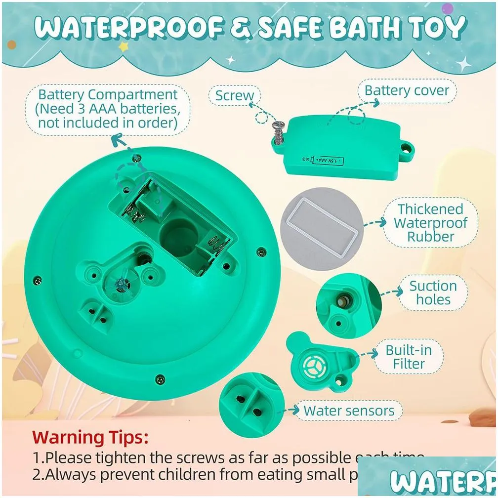 Bath Toys Baby Bath Toys Spray Water Rotation Light up Automatic Induction Sprinkler Shower with LED Bathtub Pool Toys Gift for Toddlers