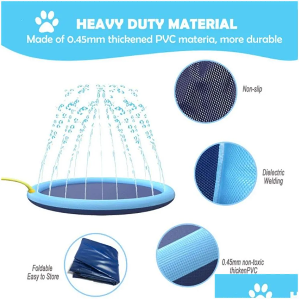 Bath Toys Inflatable Water Spray Mat Non-Slip Pet Outdoor Pet Playing Bath For Summer Pool Games Play Toy Sprinkle Mat 230923