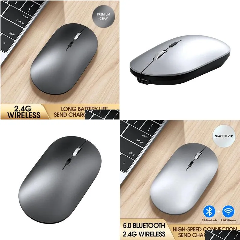 Mice x2 wireless bluetooth mice for macbook laptop computer tablet rechargeable replacement 500mah portable  mouse