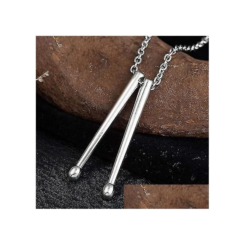 rock drumstick pendant necklace for men drummer gifts stainless steel drum stick necklaces