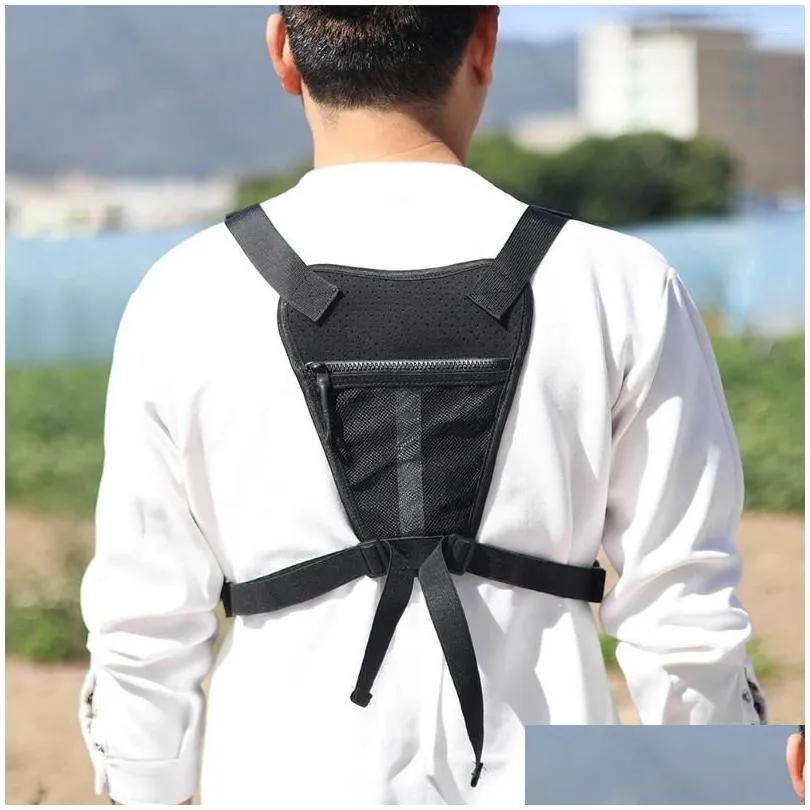 Outdoor Bags Unisex Motorcycle Chest Bag With Adjustable Straps Lightweight Front Vest Large Capacity Cycling Climbing