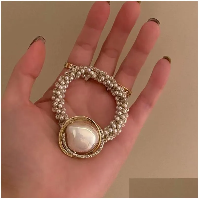 Other Fashion Accessories Heavy Industry Pearl Hair Ring Headrope Headwear Small Tie Horse Tail Rope Light Luxury Drop Delivery Otmzg