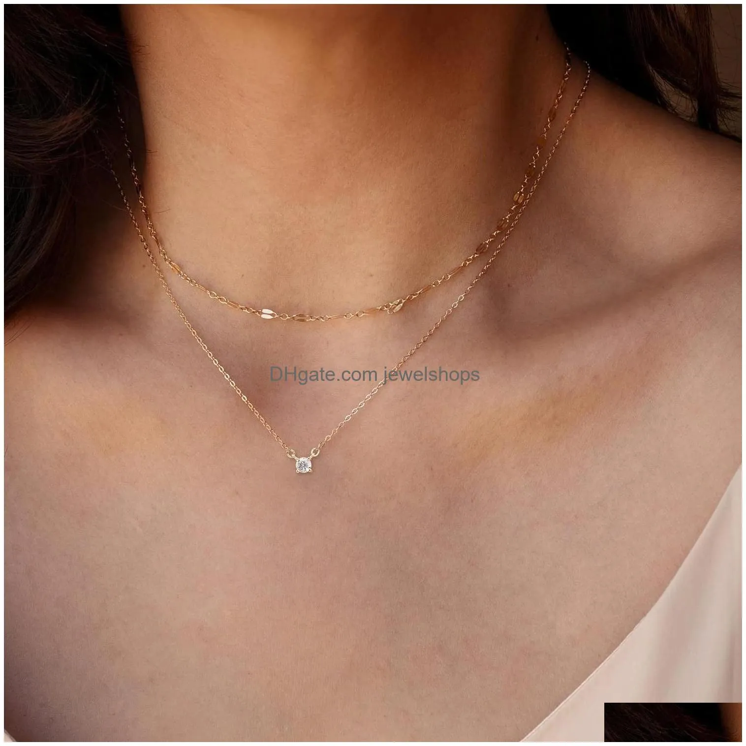 diamond necklaces for women dainty 14k gold plated long lariat necklace simple gold cz diamond choker trendy jewelry gifts for girls