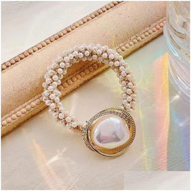 Other Fashion Accessories Heavy Industry Pearl Hair Ring Headrope Headwear Small Tie Horse Tail Rope Light Luxury Drop Delivery Otmzg