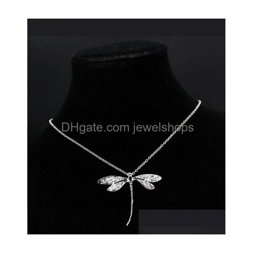fashion charms 925 sterling silver cz dragonfly women pendant necklace for pedant clavicle sweater jewelry gift