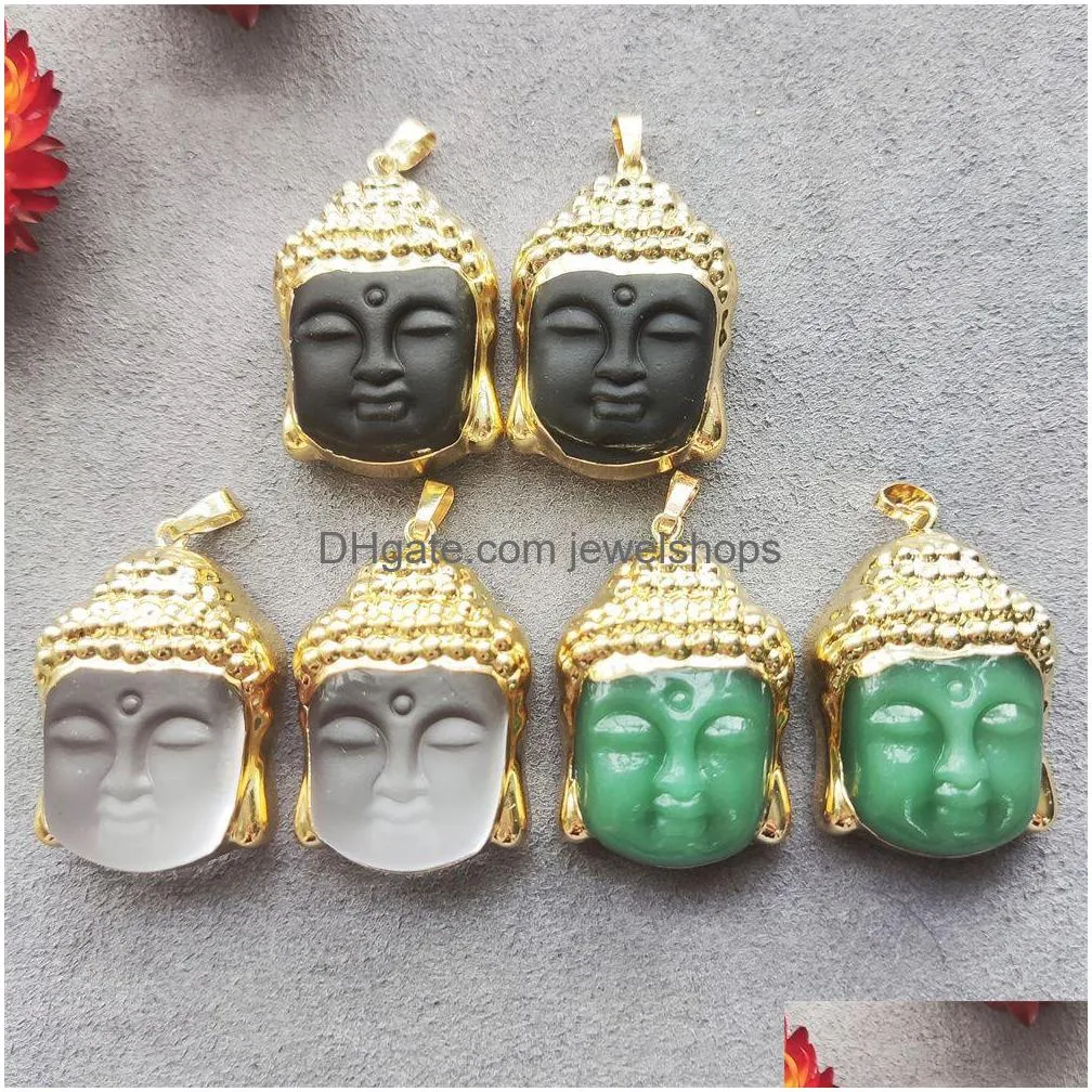 fashion smiling buddha head pendant religious leshan  buddhism full rhinestone paved charm for necklace jewelry diy making