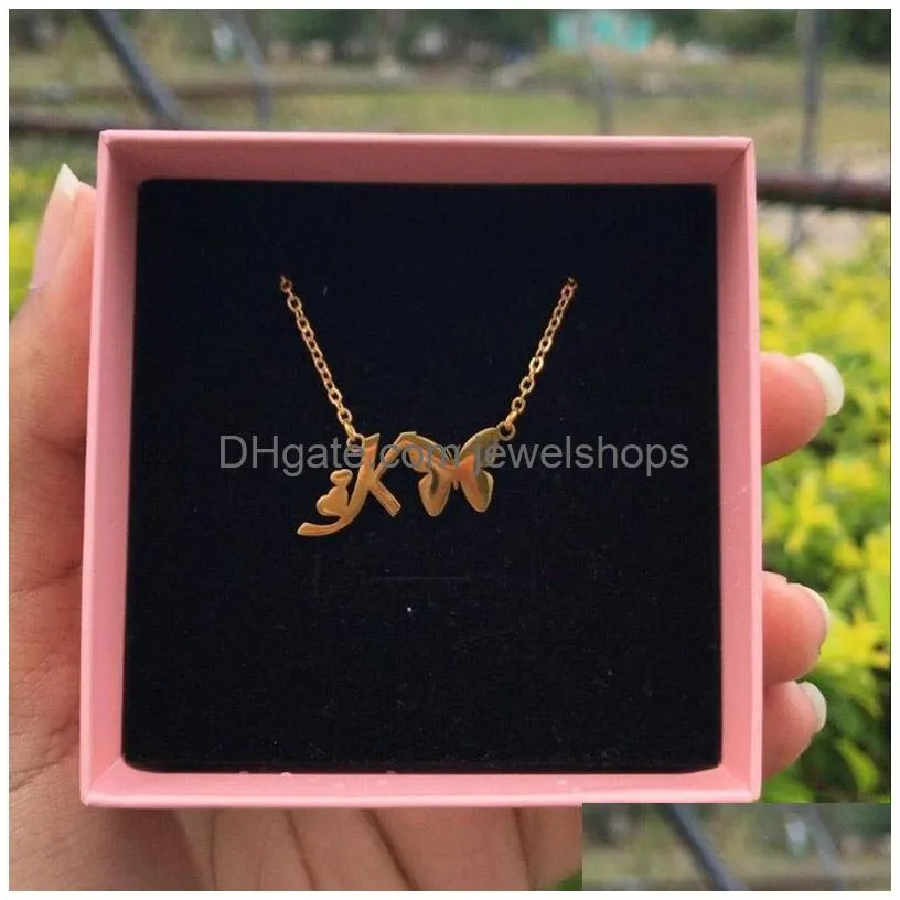 initial necklace with butterfly for women a-z letters butterfly stainless steel necklaces femme wedding jewelry bff gift