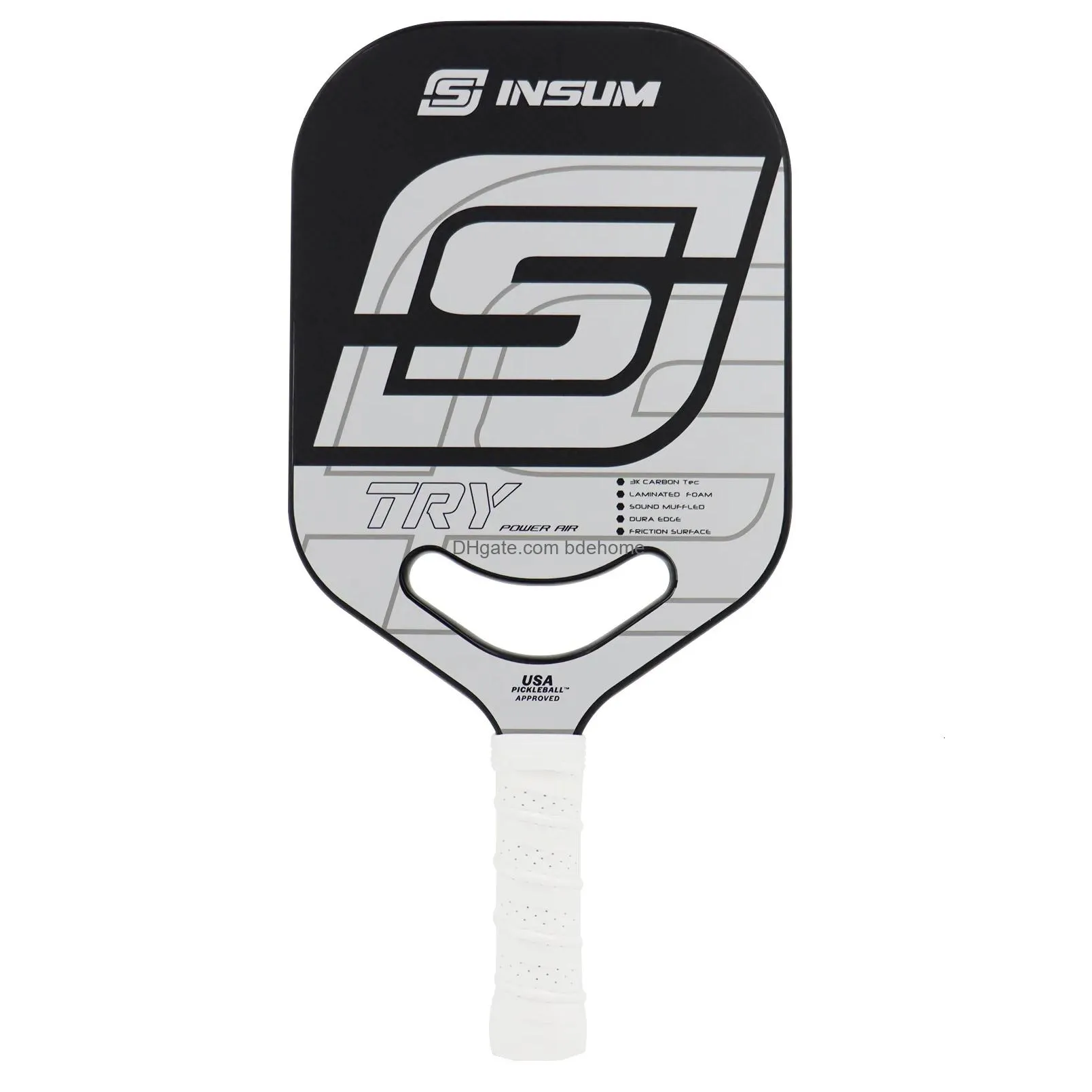 Rackets Tennis Rackets INSUM TRY Elongated Pickleball Paddle Edgeless Power AIR Series 3K Carbon Fiber Textured Surface PBR001196mm PP