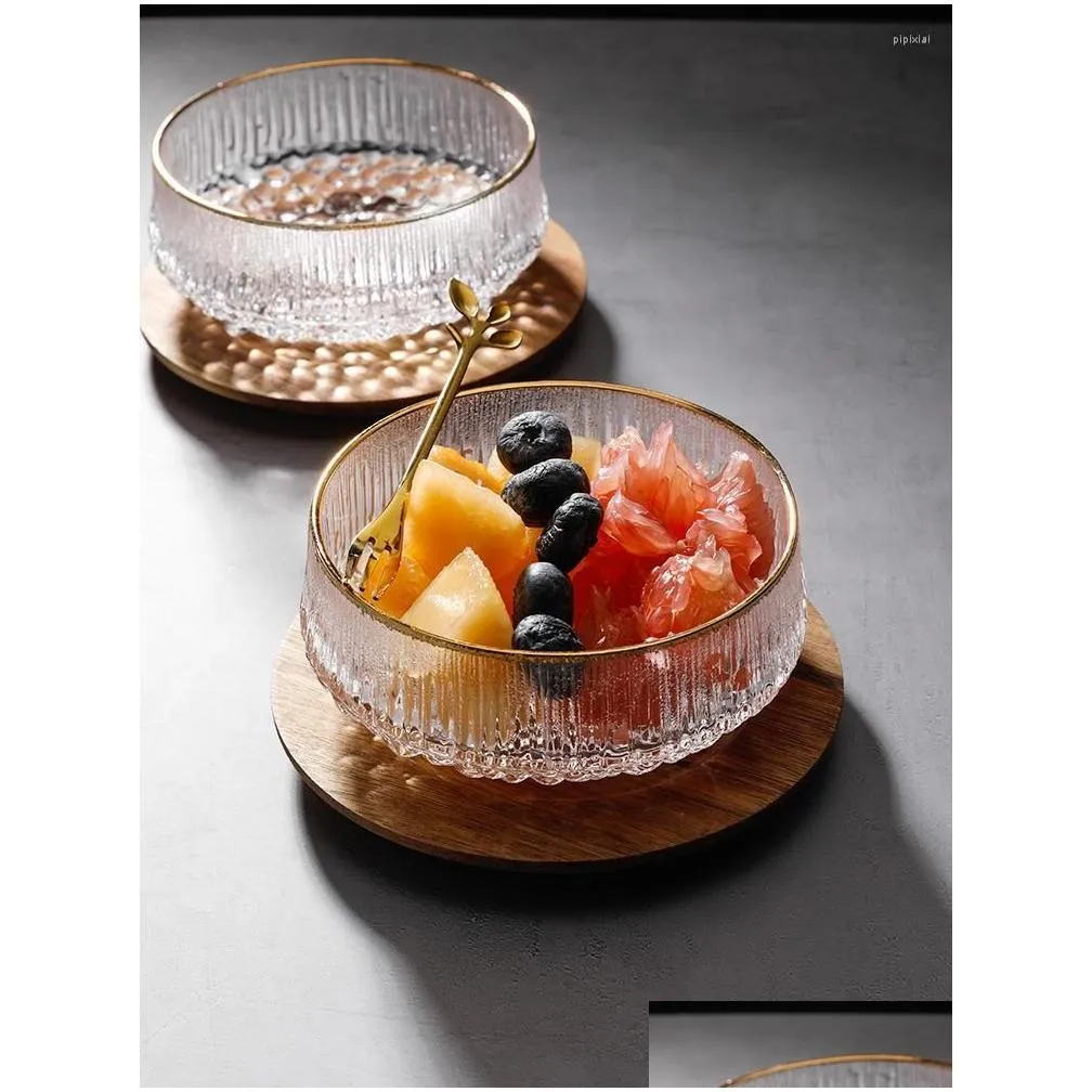 Bowls Ice Crystal Bird`s Nest Bowl Set Japanese Glass Tableware Transparent Dessert Fruit Salad Sugar Water Powder